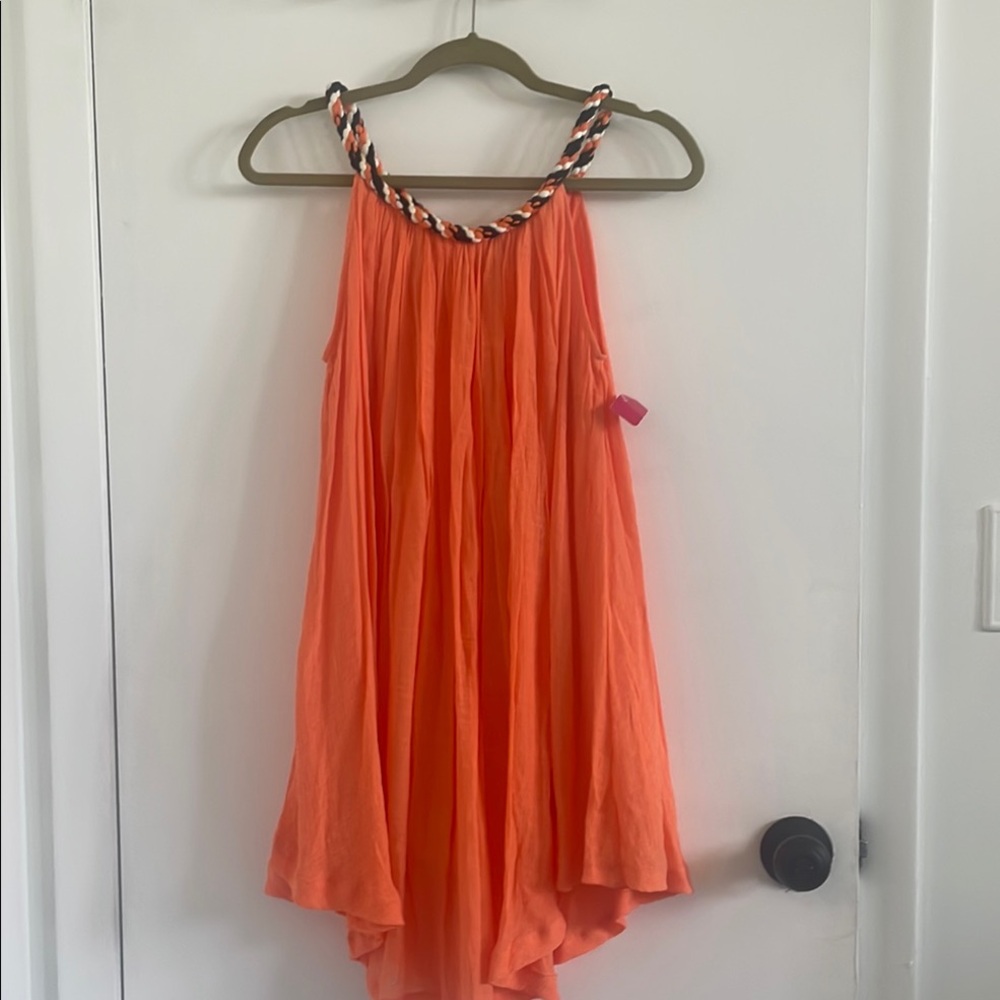 Orange Sleeveless Spaghetti Strap Sundress for Resort Wear